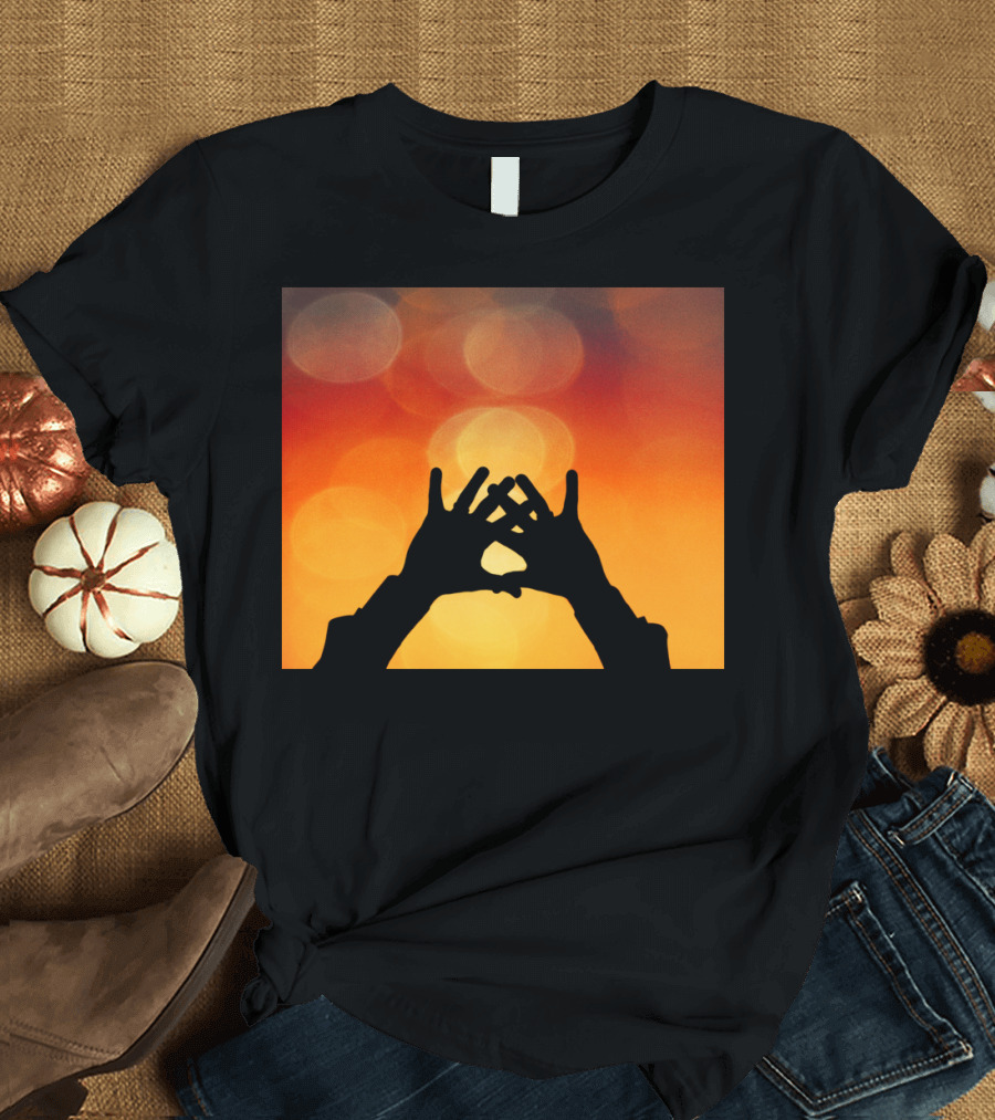 Hands Reaching Golden Red Bokeh T-Shirt