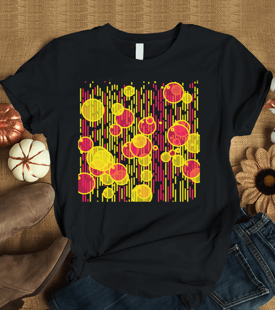 Bubbles And Lines Vibrant Yellow Red T-Shirt