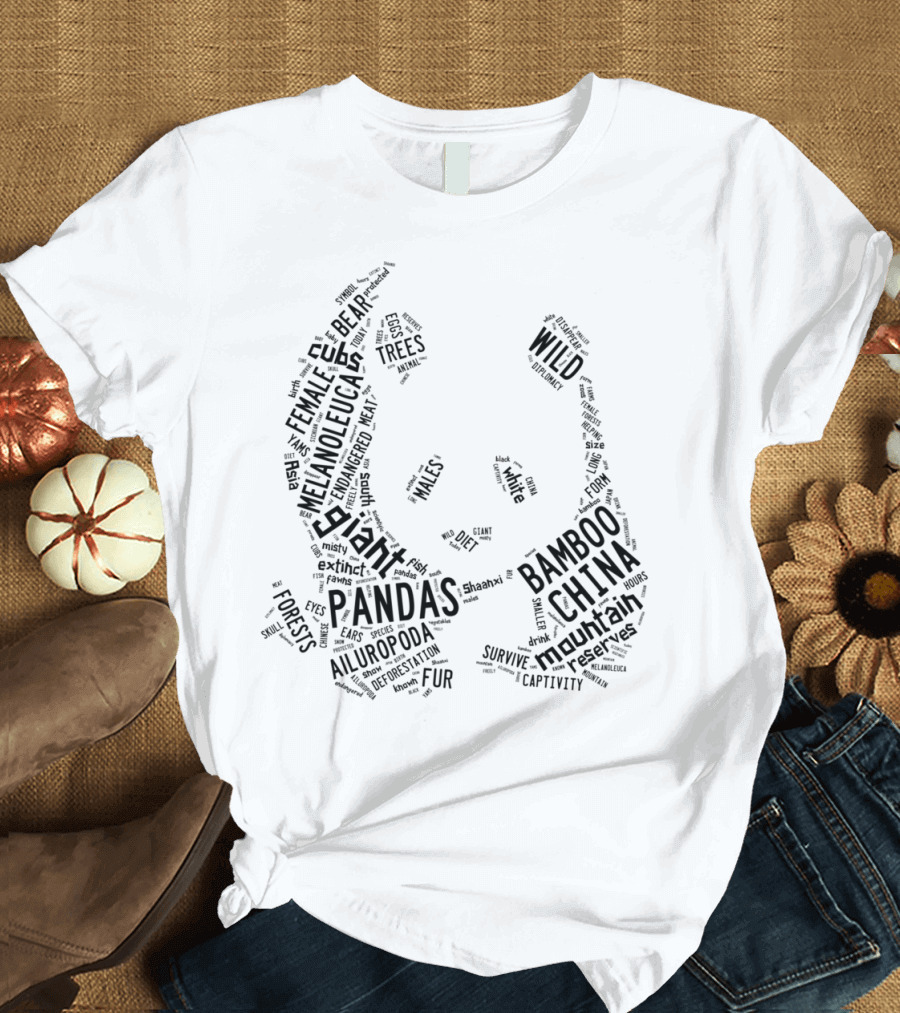 Black Giant Panda Wild Bamboo China Pandas Forests Trees Mountain Reserves T-Shirt