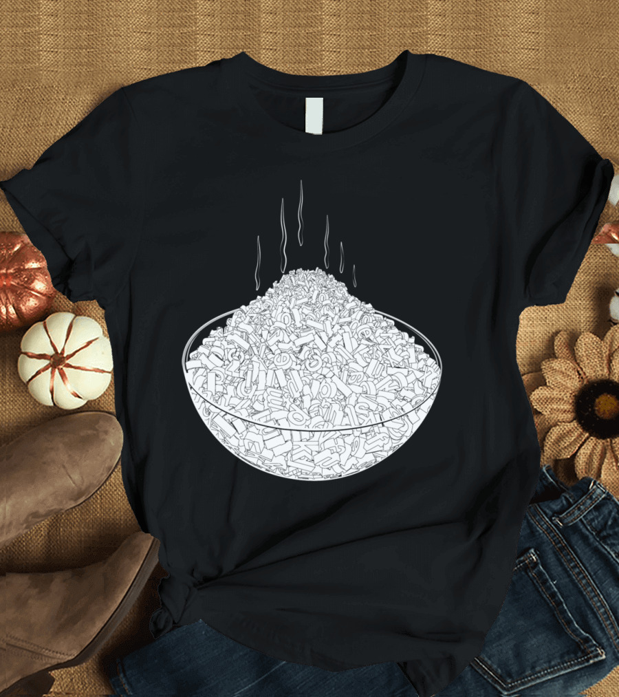 Alphabet Soup Bowl Graphic Drawing T-Shirt