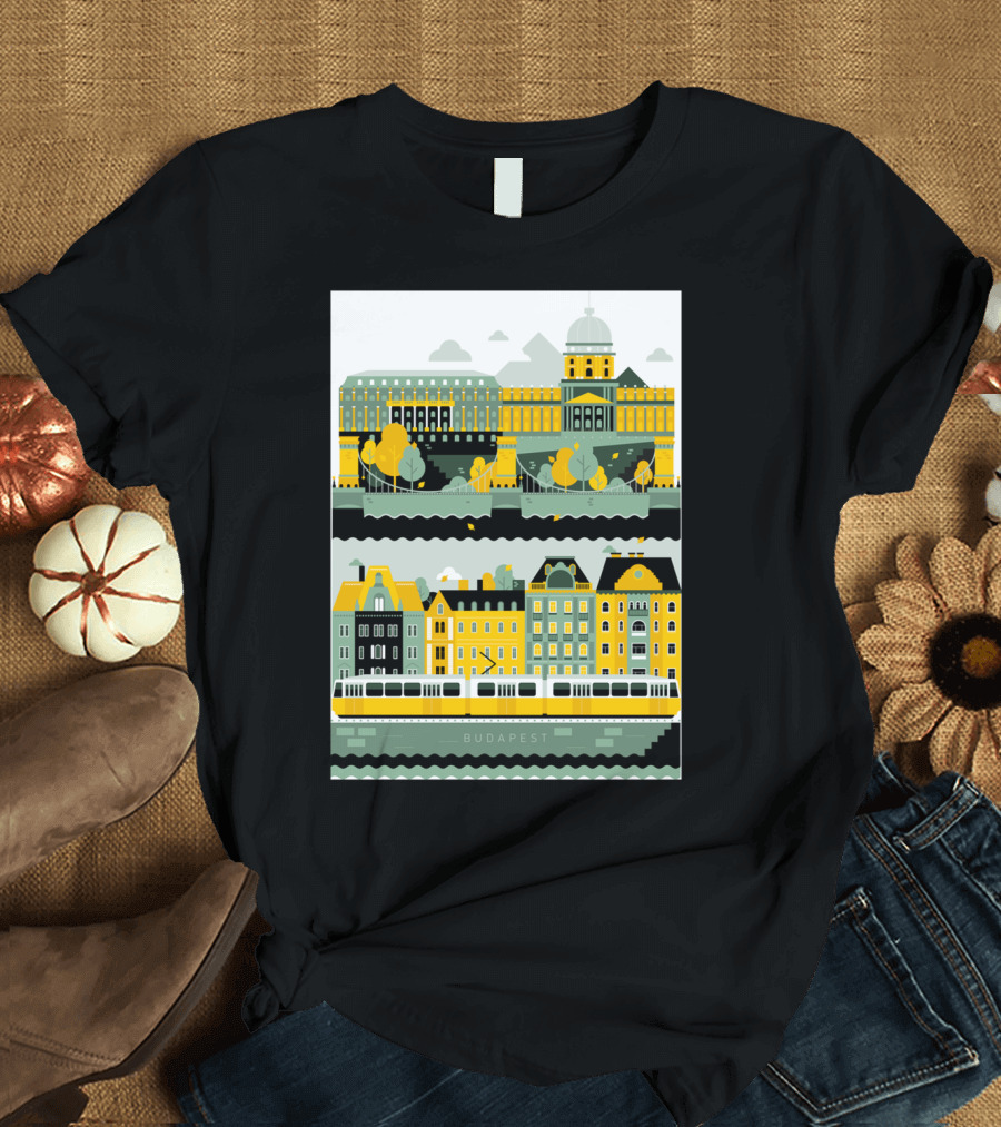 Budapest Cityscape with Tram and Iconic Architecture T-Shirt