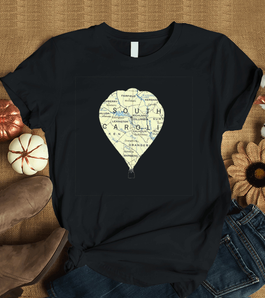 South Carolina Map Hot Air Balloon Formation T-Shirt