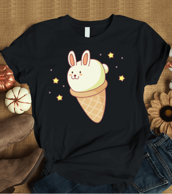 T-Shirt: Bunny Ice Cream Cone Surrounded by Stars T-Shirt Bunny Ice Cream Cone Surrounded by Stars T-Shirt