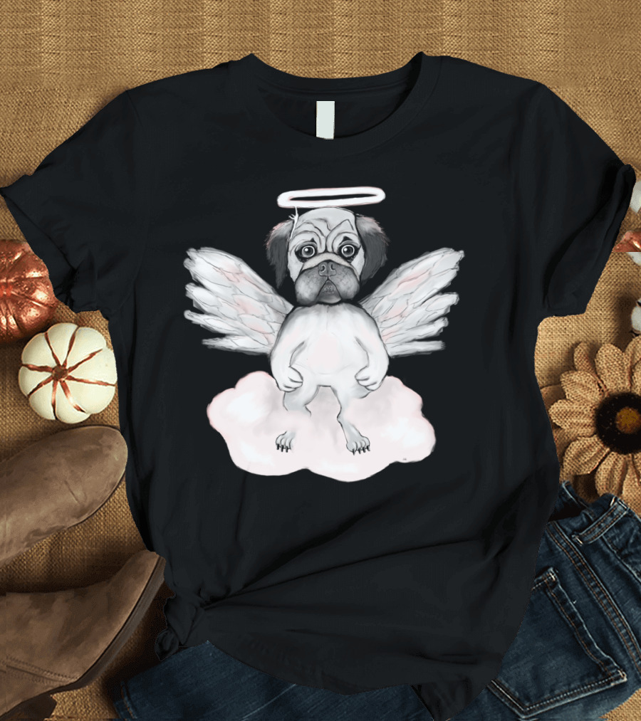 Engel Dog Winged Angelic Pug on Cloud T-Shirt