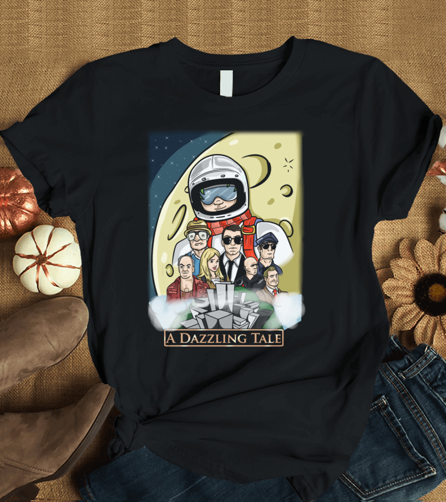 A Dazzling Tale: Moon Astronaut Cityscape Figures T-Shirt