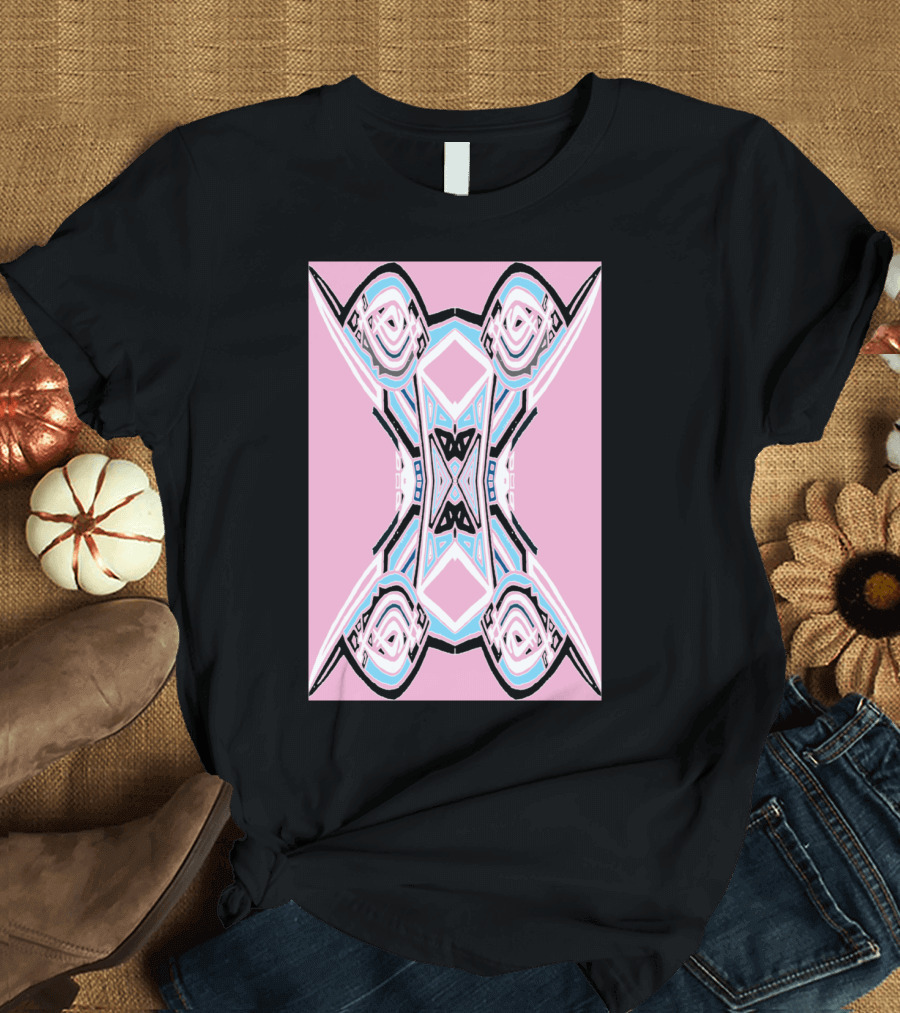 QUETZALCOATL Pink And Blue Cha Geometric T-Shirt