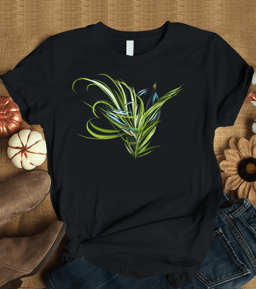Happiness Of A Bird Vibrant Green and Blue Feather T-Shirt