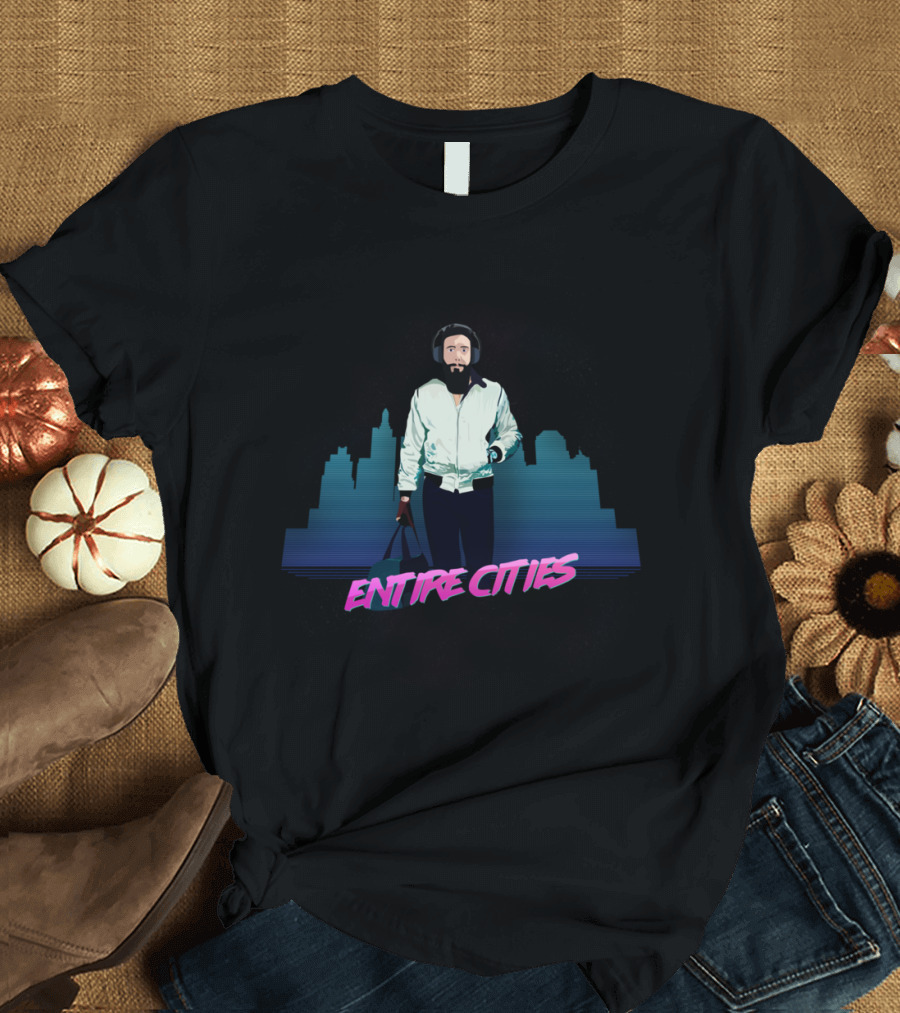 ENTIRE CITIES Legend Retro Synthwave Skyline Driver T-Shirt