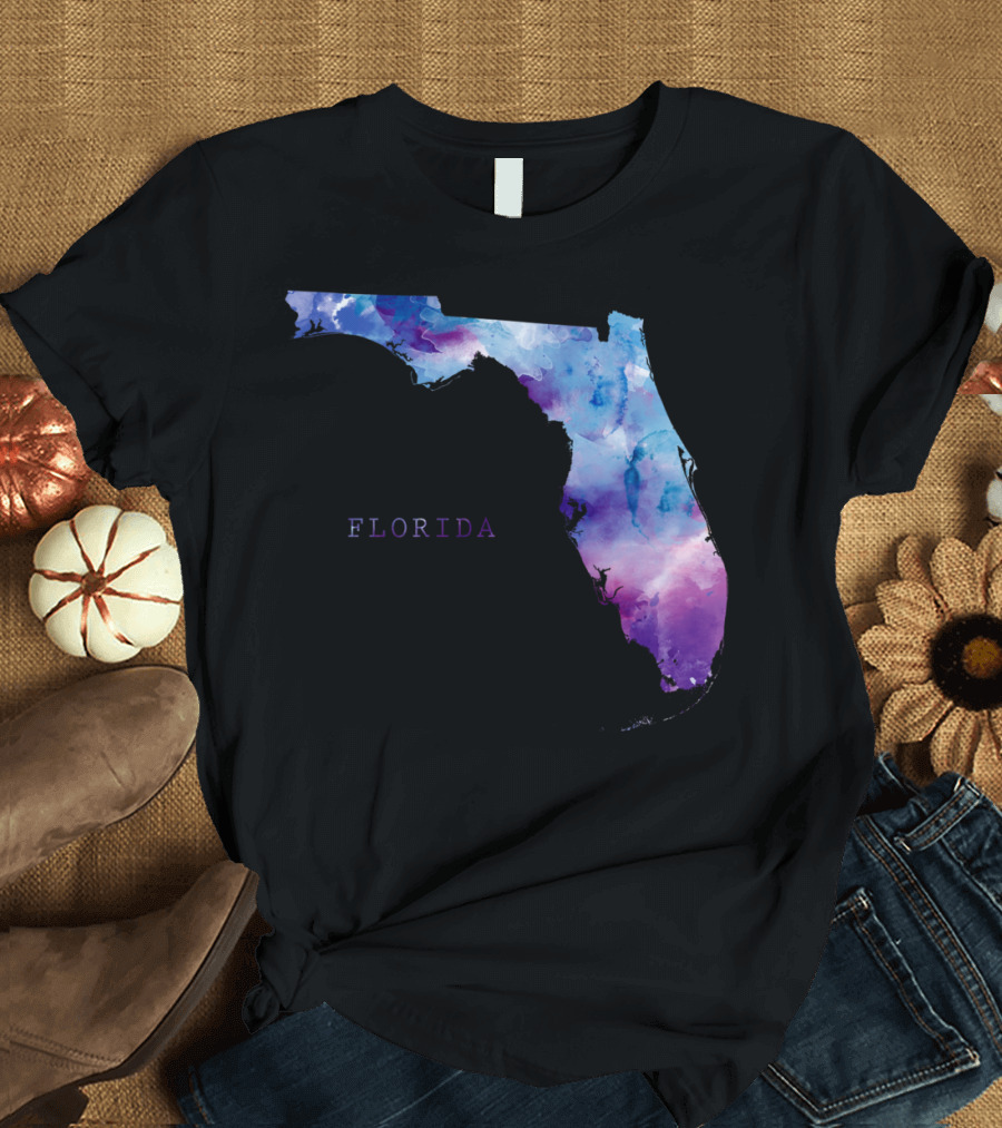 Florida Watercolor State Map T-Shirt