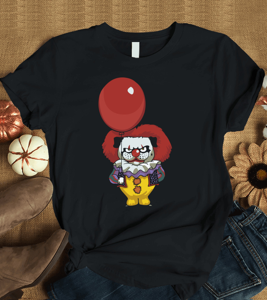 IT PUG Pennywise Clown Red Balloon T-Shirt