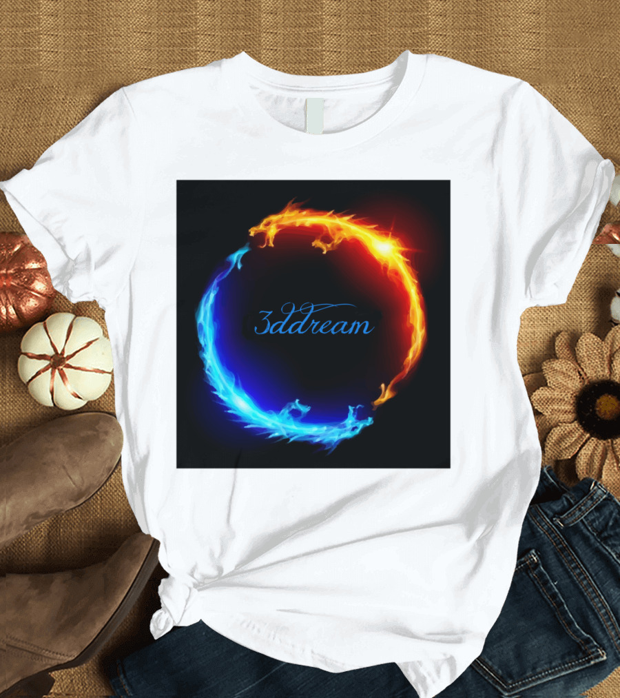 3dDream Burn In Flames Ring of Fire and Ice T-Shirt