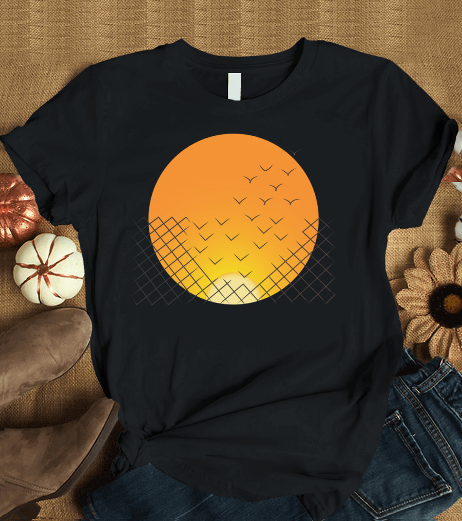 Sunset Escape Birds and Fence T-Shirt