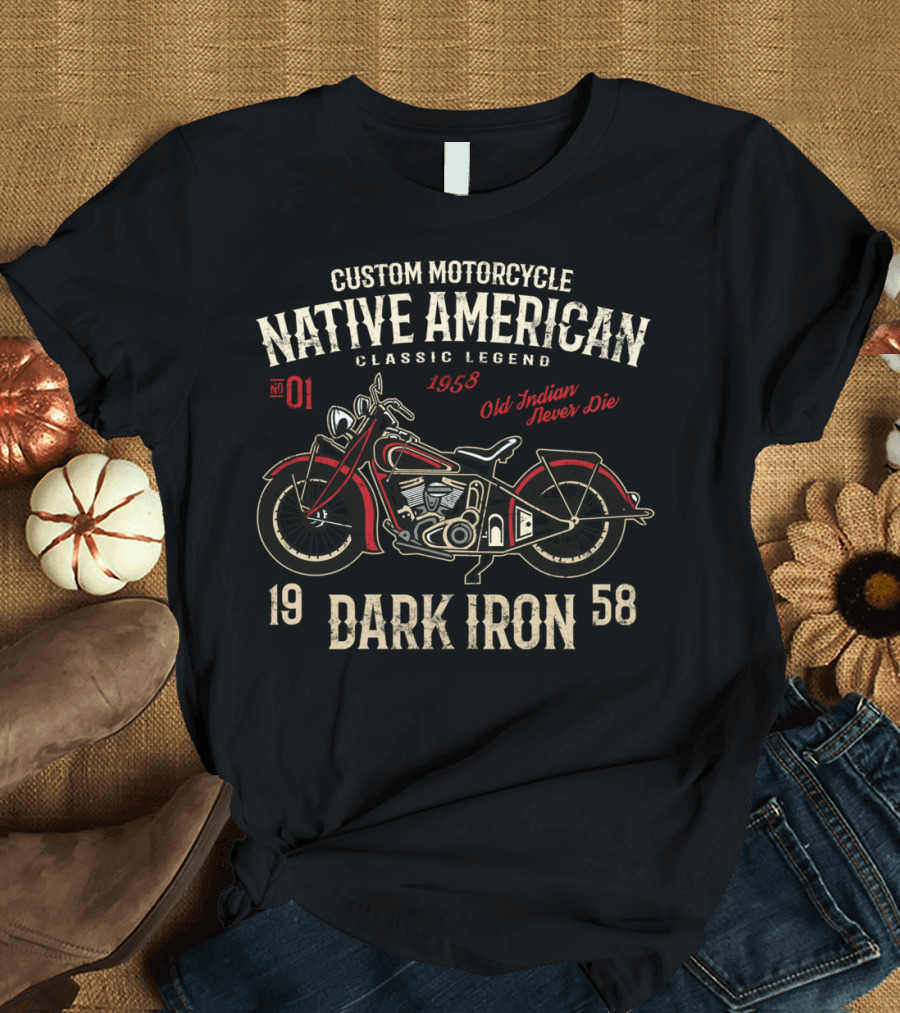 Custom Motorcycle Native American Classic Legend 1958 Dark Iron T-Shirt