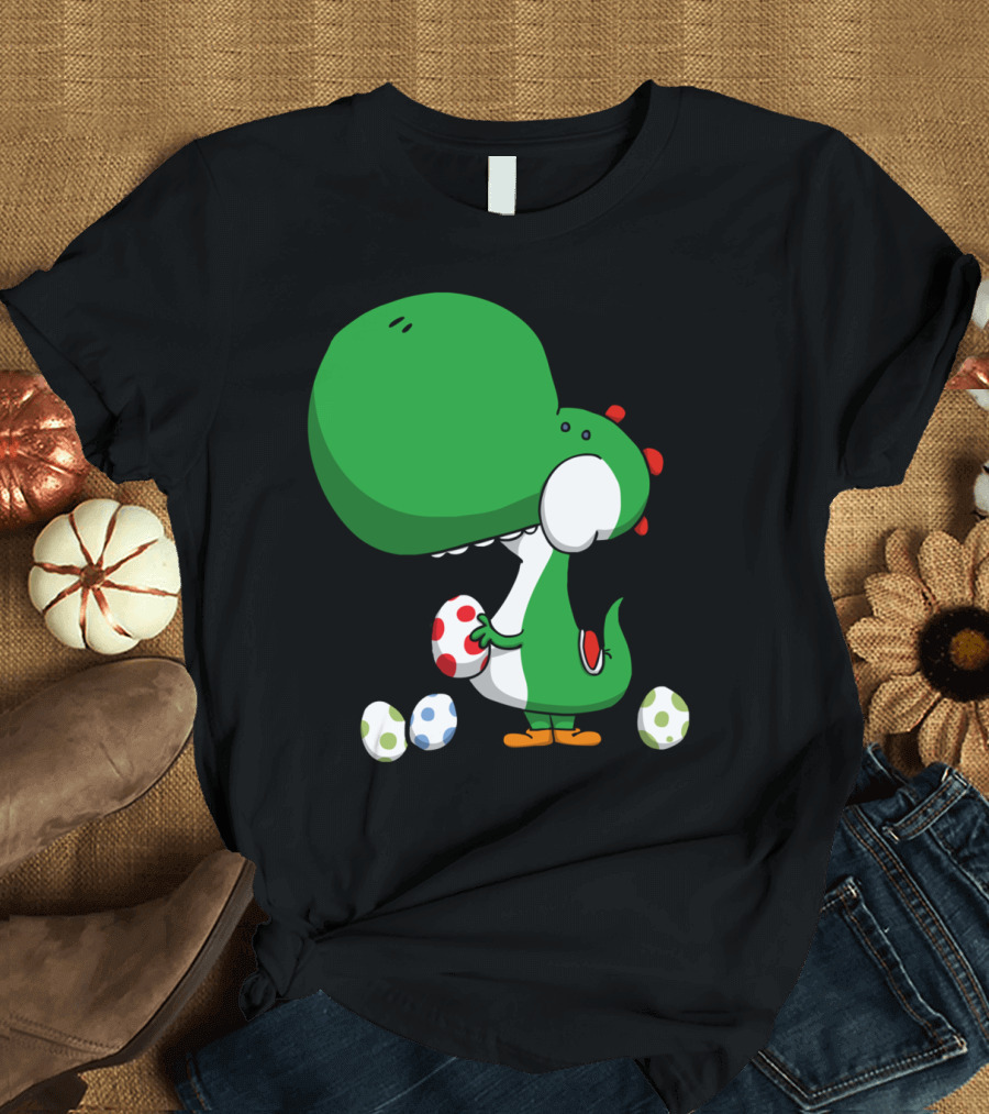 Egg Chucking Dinosaur Yoshi Style Retro Gaming T-Shirt