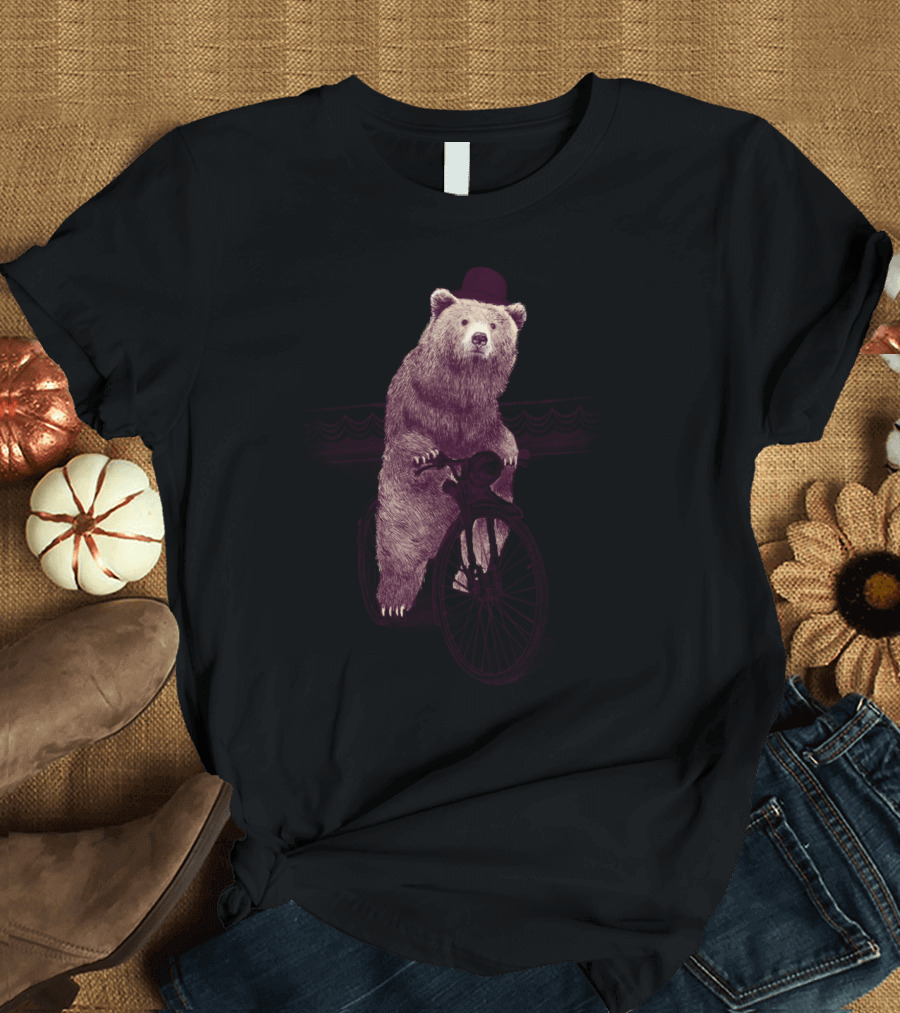 Barnabus Bear Riding Bicycle Wearing Bowler Hat T-Shirt