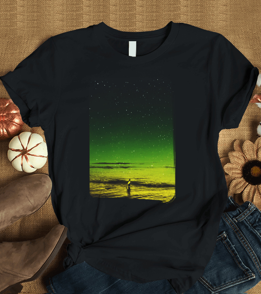 Lost Surfer Starry Night Ocean Scene Series T-Shirt