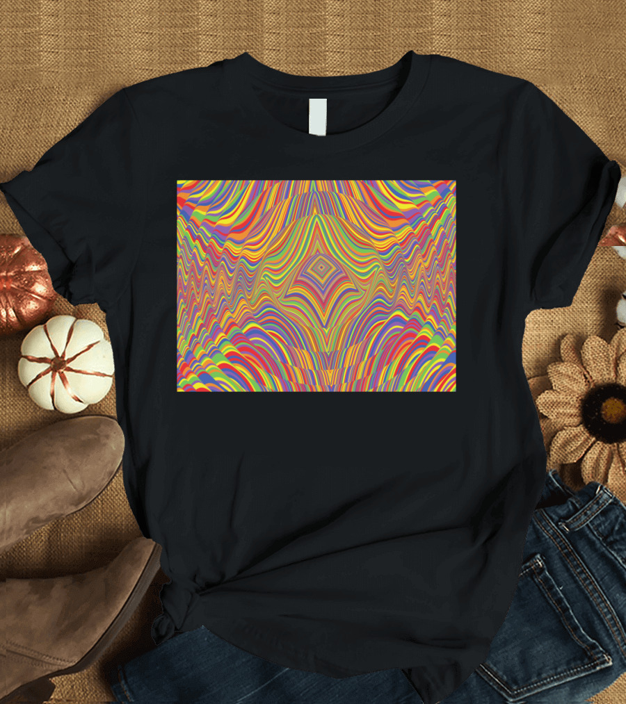 Rainbow Ripple Psychedelic Wave Pattern Optical Illusion T-Shirt