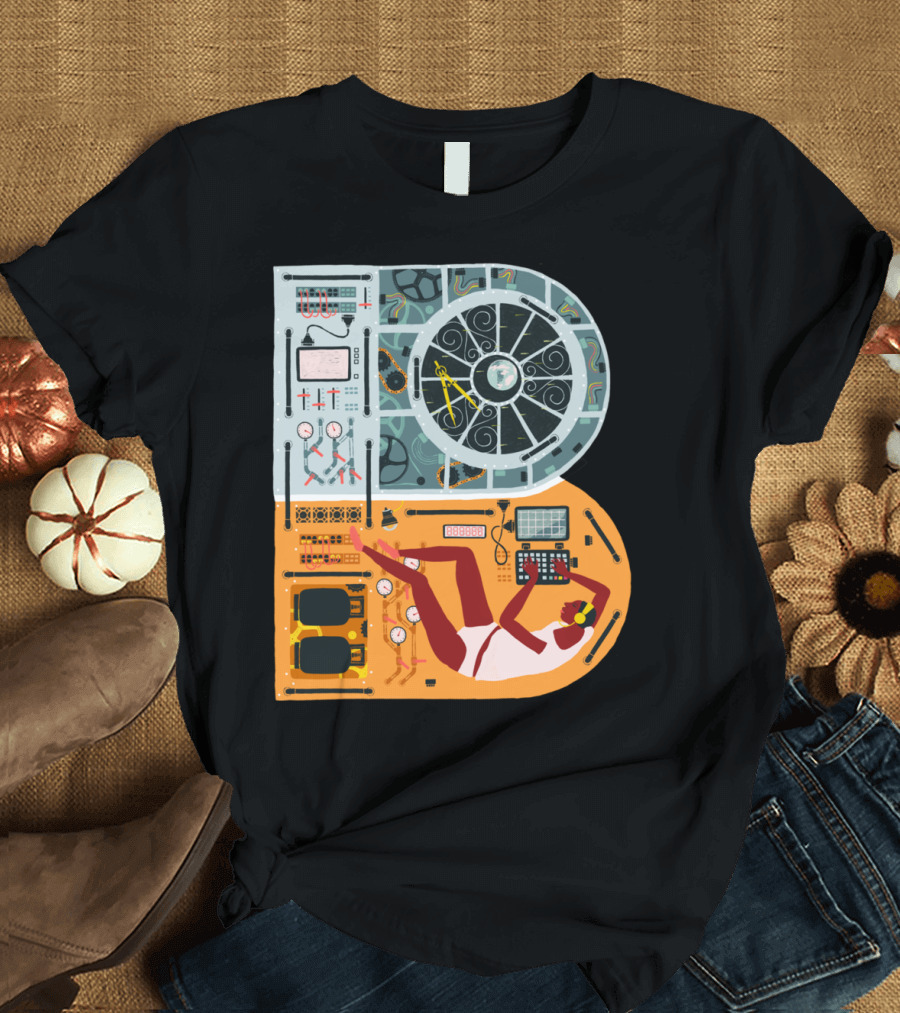 Navigation Control Panel with Astronaut in Spaceship Cockpit T-Shirt