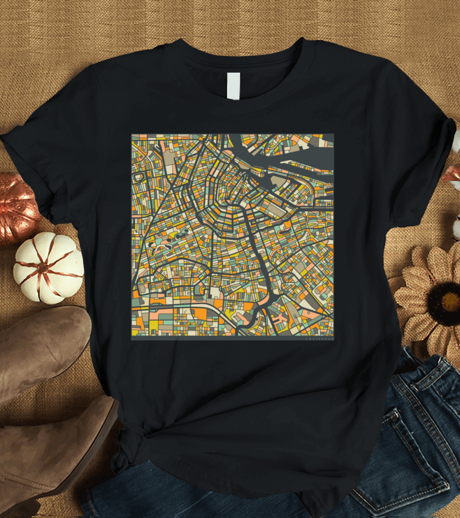 AMSTERDAM MAP COLORFUL CITY STREET LAYOUT T-Shirt