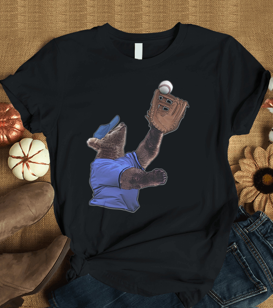 Baseball Bear Catching Fielder T-Shirt