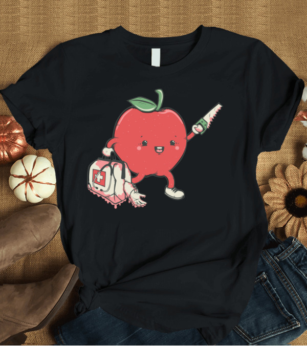 T-Shirt: Evil Apple with Bloody Saw and Medical Bag T-Shirt Evil Apple with Bloody Saw and Medical Bag T-Shirt