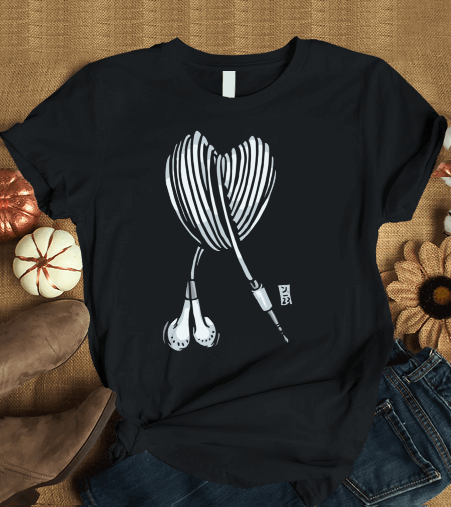 Love Music Heart-Shaped Headphones T-Shirt