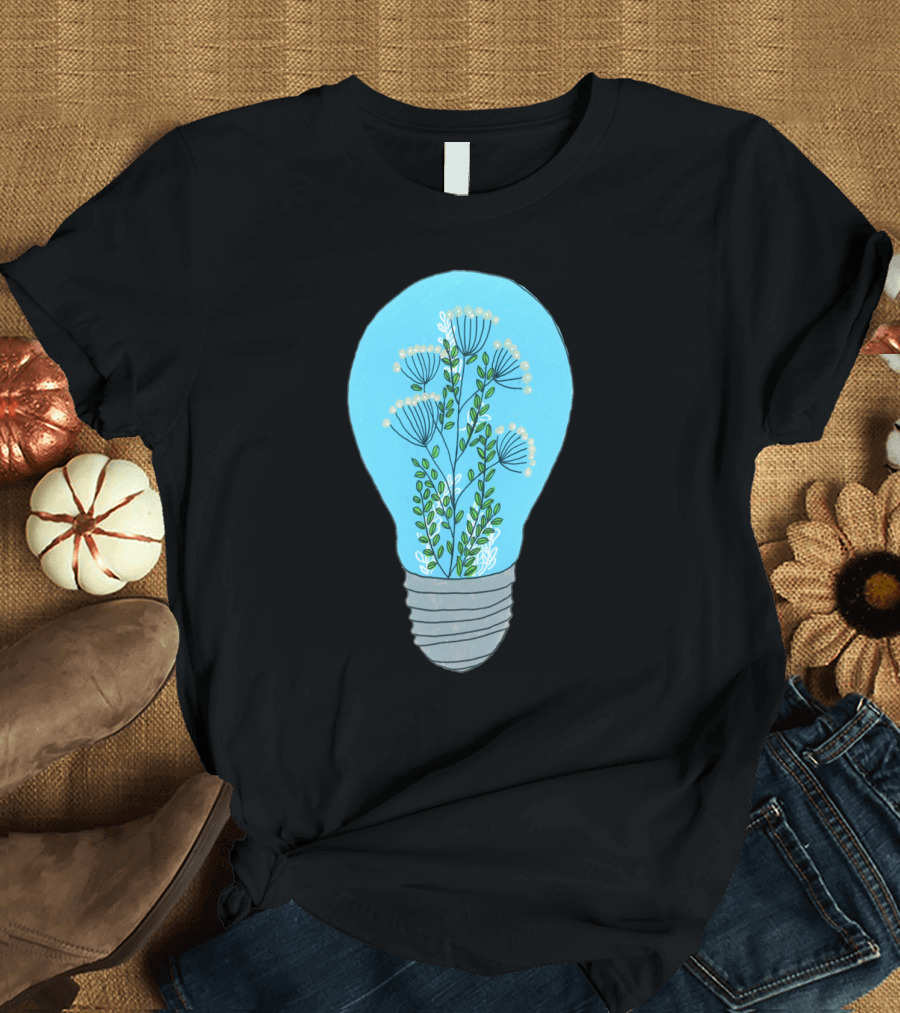 Eternal Terrarium Light Bulb with Floral Greenery Inside T-Shirt