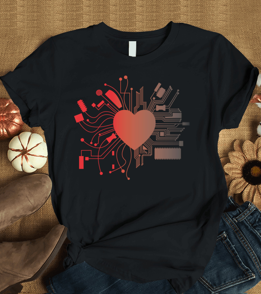 Love Circuit Heart Versus Normal Circuit Board T-Shirt