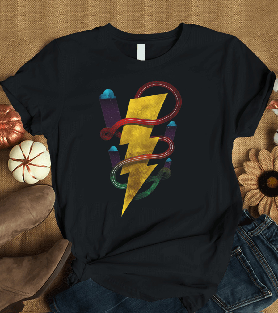 Flux Lightning Bolt Colorful Cosmos Ribbons T-Shirt