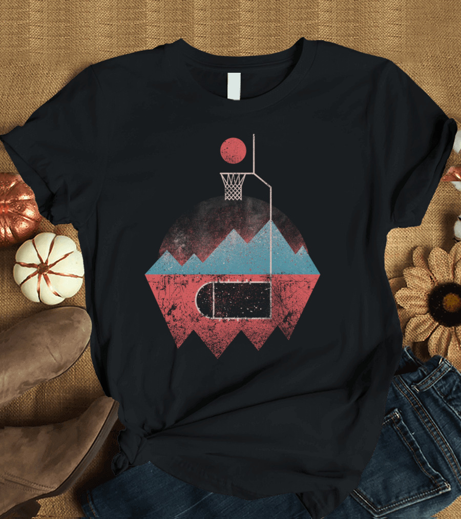 A New Hoop Mountain Landscape Basketball Court T-Shirt