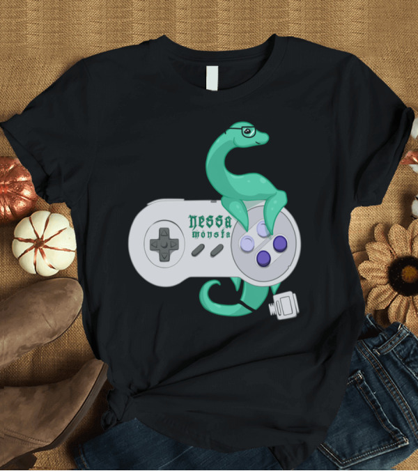 T-Shirt: NessaMonsta Nessie Dinosaur Retro Game Controller T-Shirt NessaMonsta Nessie Dinosaur Retro Game Controller T-Shirt