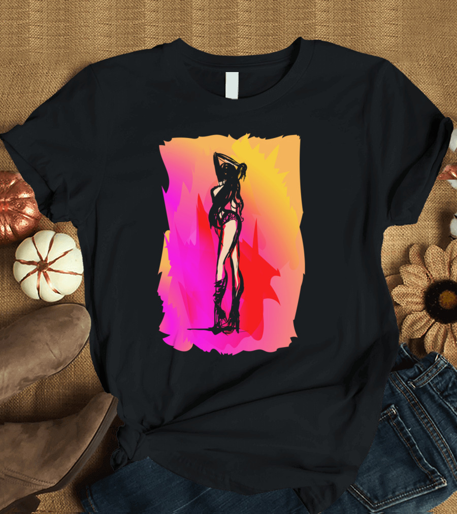 Evening Heat Dance Floor Silhouette on Vibrant Background T-Shirt