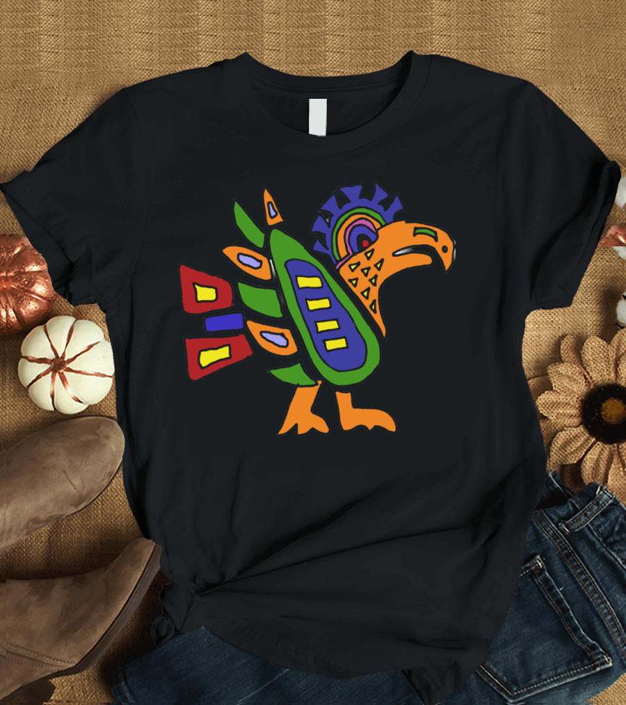 Cool Artistic Aztec Tribal Eagle Colorful Geometric T-Shirt