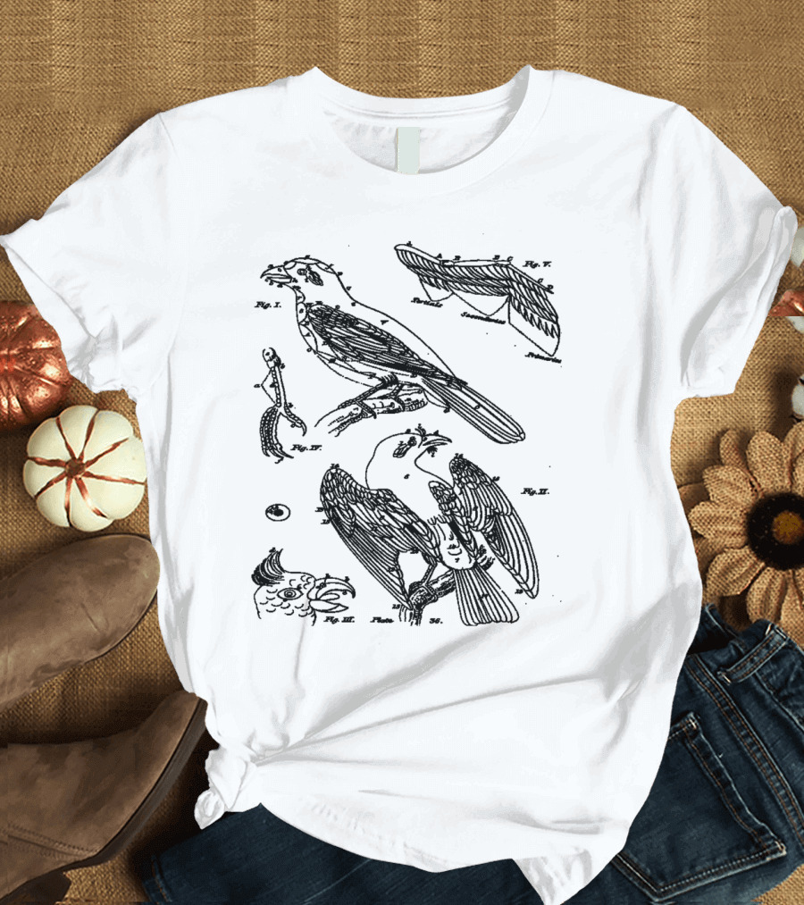 Raven Cockatoo Parrot Bird Scientific Diagram Figures T-Shirt