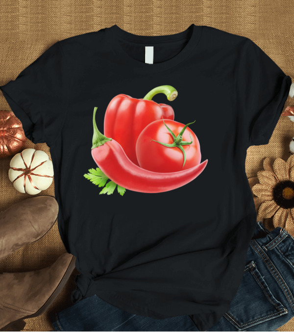 T-Shirt: Hot Sauce Ingredients Tomato Pepper Chili Sti T-Shirt Hot Sauce Ingredients Tomato Pepper Chili Sti T-Shirt