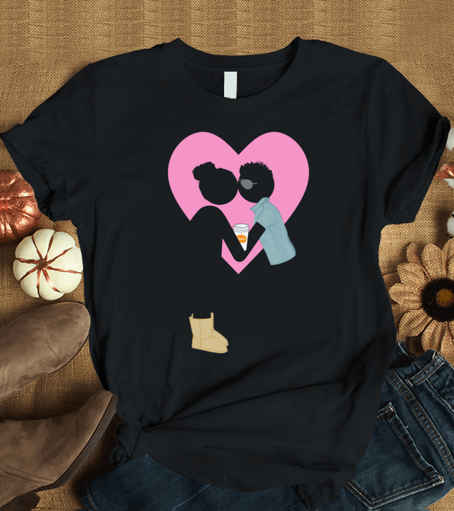 Basic College Girl And Frat Bro Love Coffee Romance Heart T-Shirt