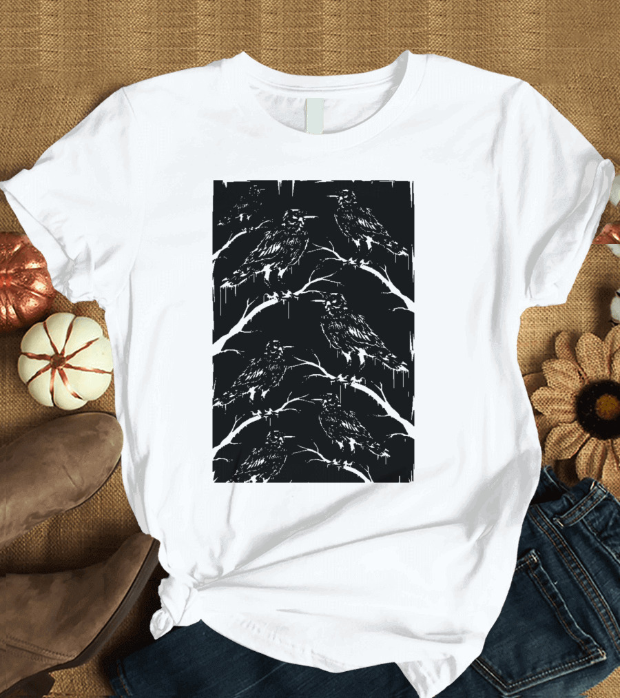 Raven Kingdom Dark Gothic Forest Flock T-Shirt
