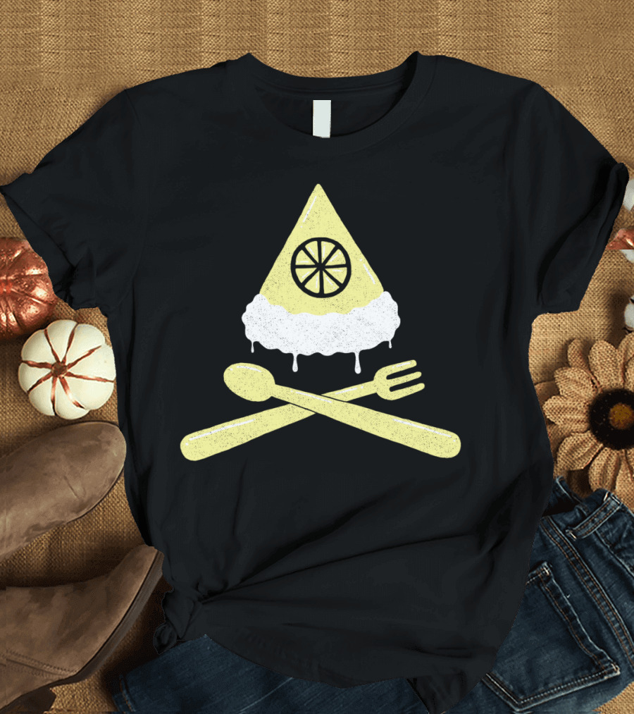 Luscious Lime Pie Slice with Cream and Crossed Utensils T-Shirt