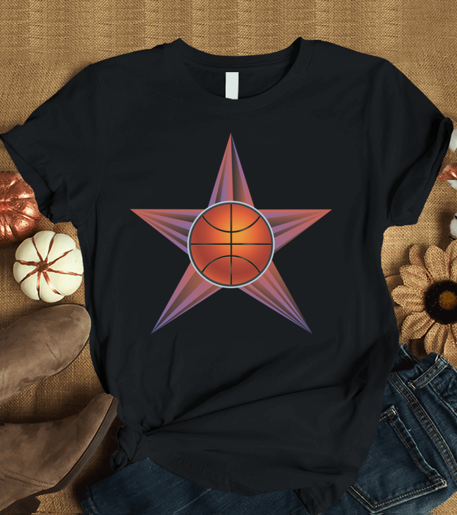Basketball Ball Within Radiating Star T-Shirt