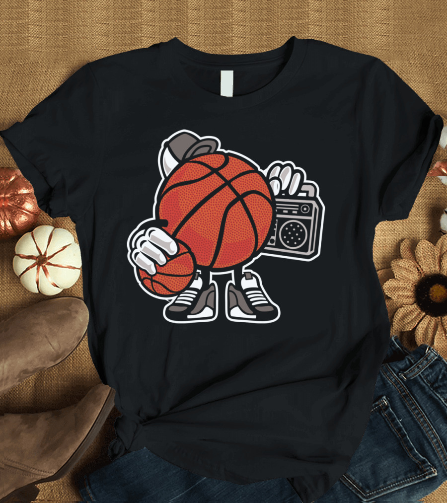 Basketball Player Holding Boombox and Ball T-Shirt