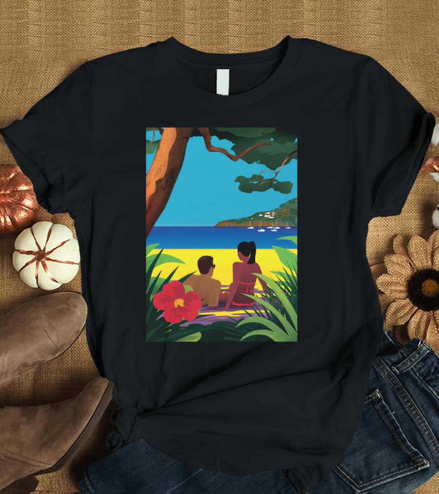 A Shaded Beach Relaxation Under Tropical Trees T-Shirt