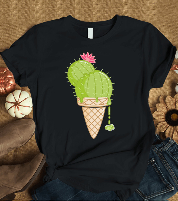 T-Shirt: Cactus Cream Kaktus Ice Cream Cone Flower T-Shirt Cactus Cream Kaktus Ice Cream Cone Flower T-Shirt