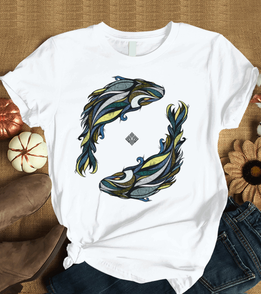 Koi Fish Yin Yang Blue Fish T-Shirt