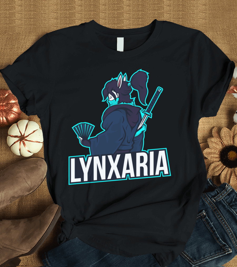 Lynxaria Samurai Warrior with Katana and Fan T-Shirt