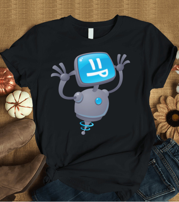 T-Shirt: Razzbot Robot with Cartoon Screen Face and Cheerful Expression T-Shirt Razzbot Robot with Cartoon Screen Face and Cheerful Expression T-Shirt