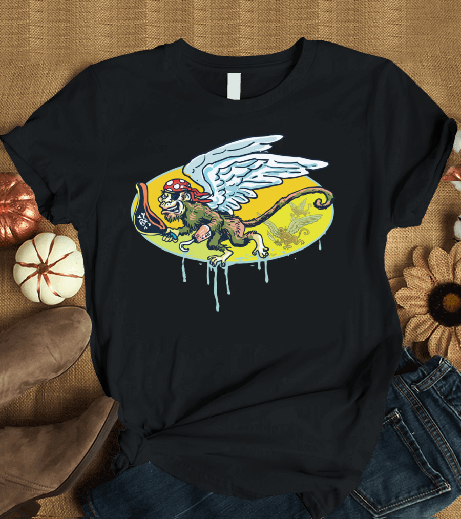 Flying Pirate Monkeys Winged Mischief Adventure T-Shirt