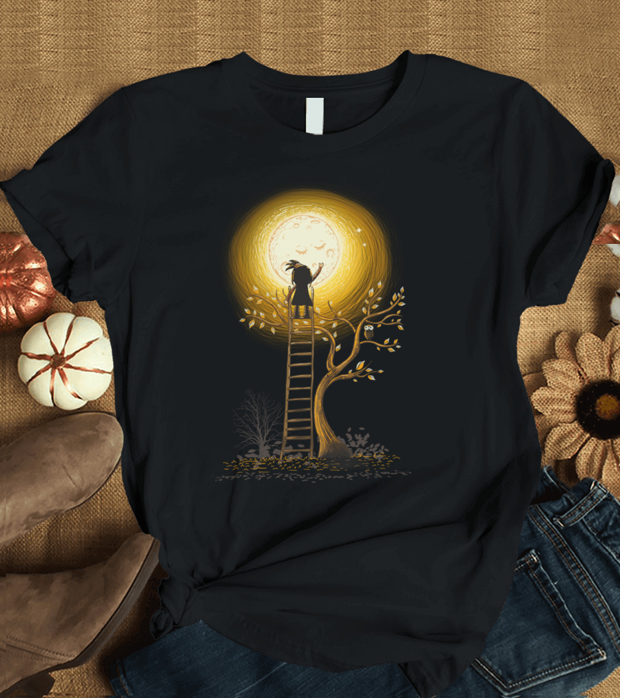 Reach The Moon with Ladder and Glowing Tree T-Shirt