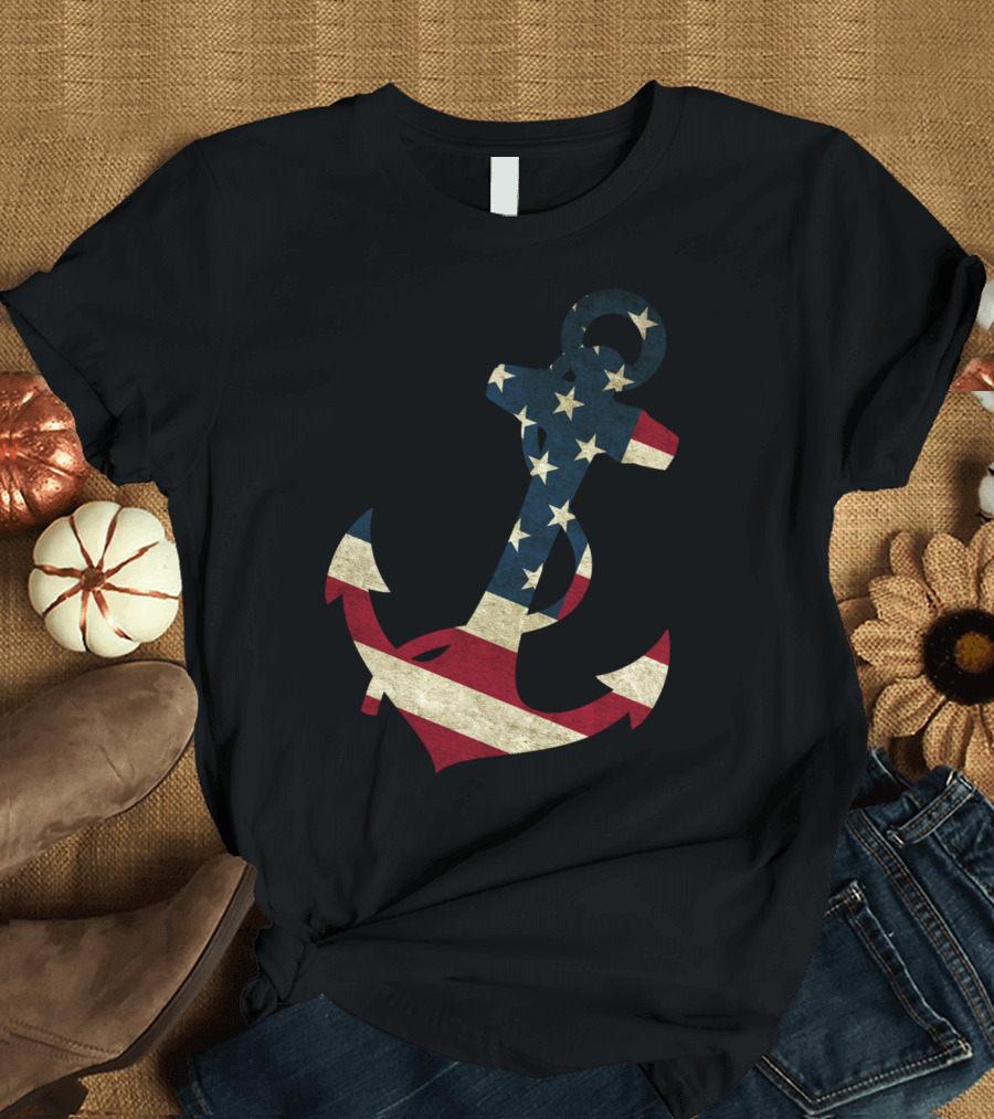 American Flag Anchor 4th Of July T-Shirt