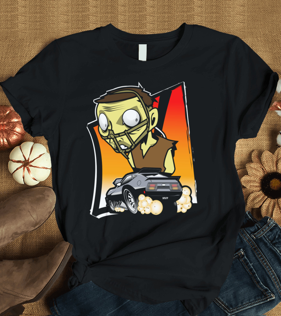 Mad Cop On Board MVP Racing Zombie Mask Car Burnout T-Shirt