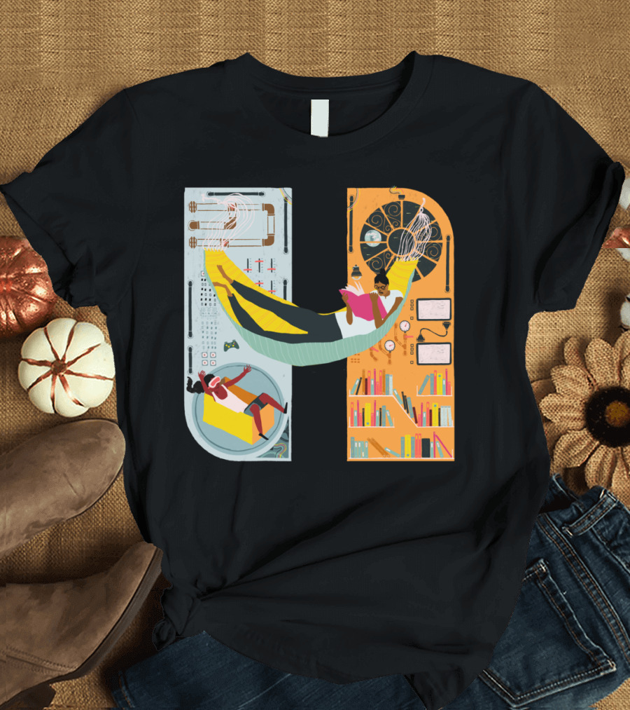 Interstellar Library Relaxation Reading In Outerspace T-Shirt
